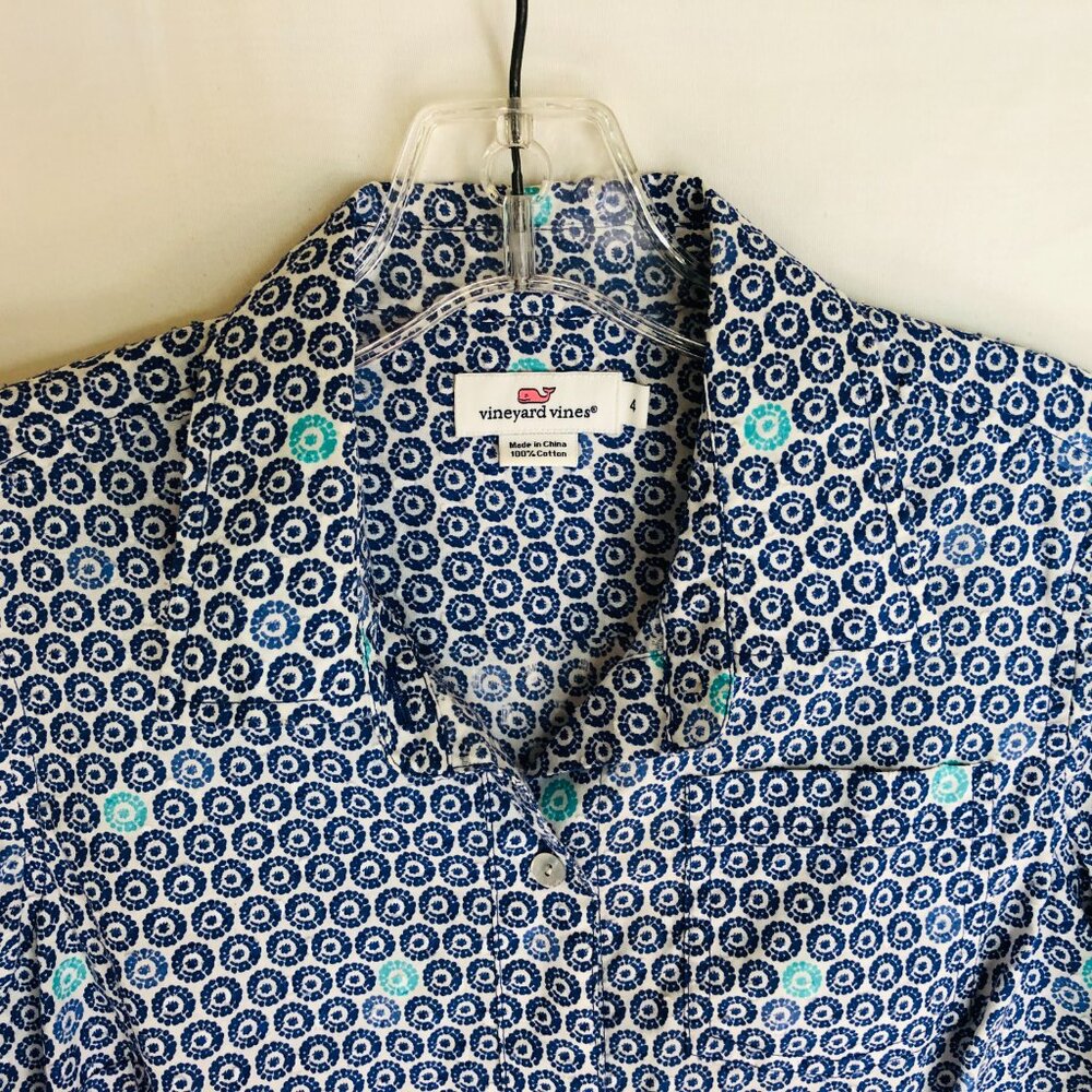 Vineyard Vines Women's Size 4 Geometric Button Front Shirt Blouse